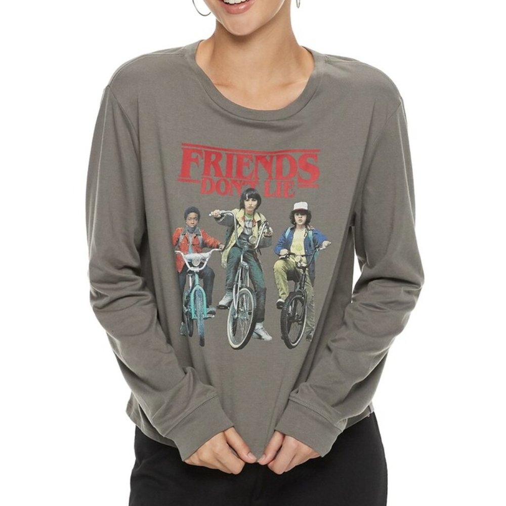 New! Stranger Things Friends Don't Lie Long Sleeve T-Shirt Netflix TV Show